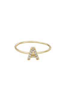 Adornia Pavé CZ Initial Charm Ring