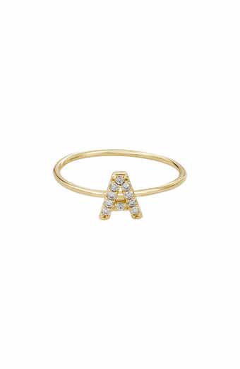 Adornia Pavé CZ Initial Charm Ring
