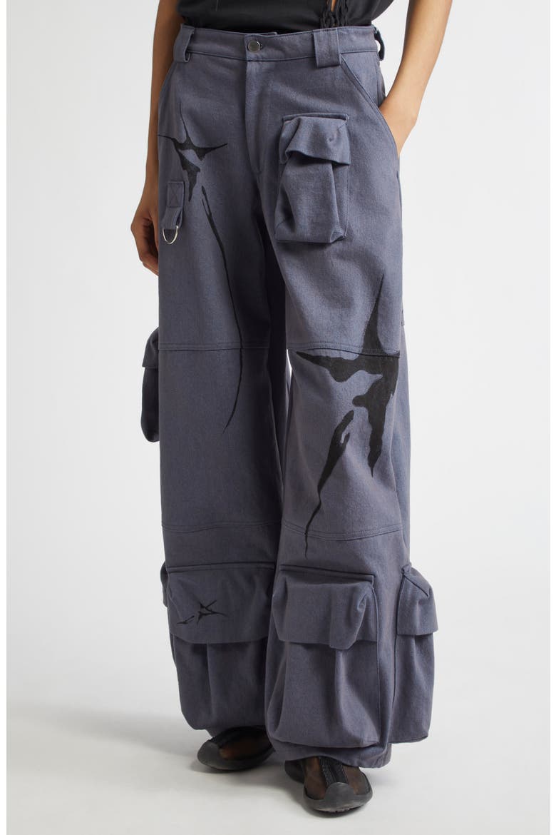 Garden Oversize Cotton Cargo Pants, Alternate, color, CHARCOAL