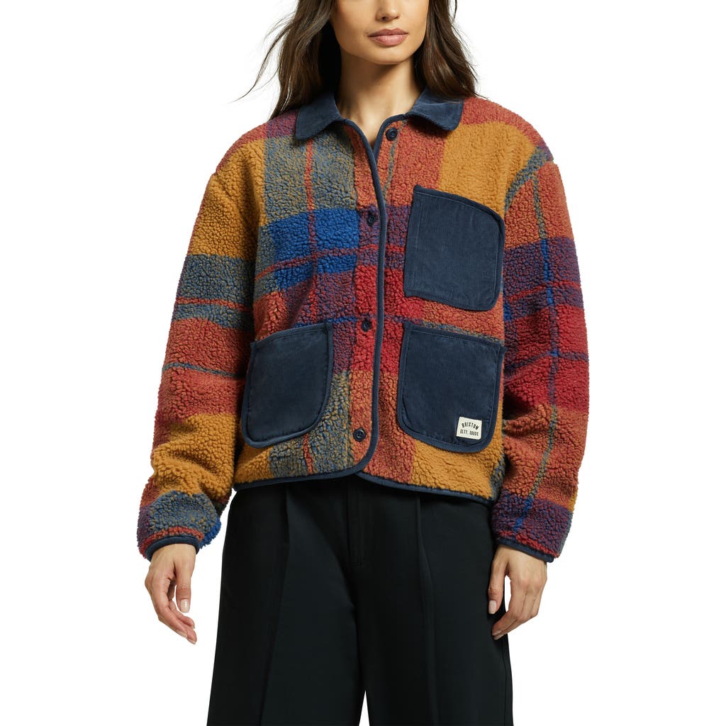 Brixton Delilah Plaid High Pile Fleece Jacket In Multi Color Plaid