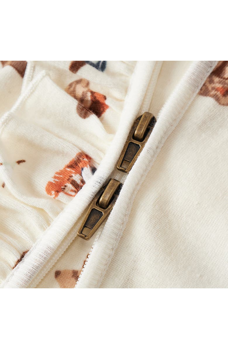 Milkbarn Organic Cotton Ruffle Zipper Footed Romper, Alternate, color, Sandcastle