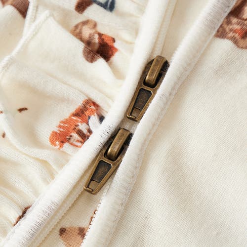 Milkbarn Organic Cotton Ruffle Zipper Footed Romper In Sand
