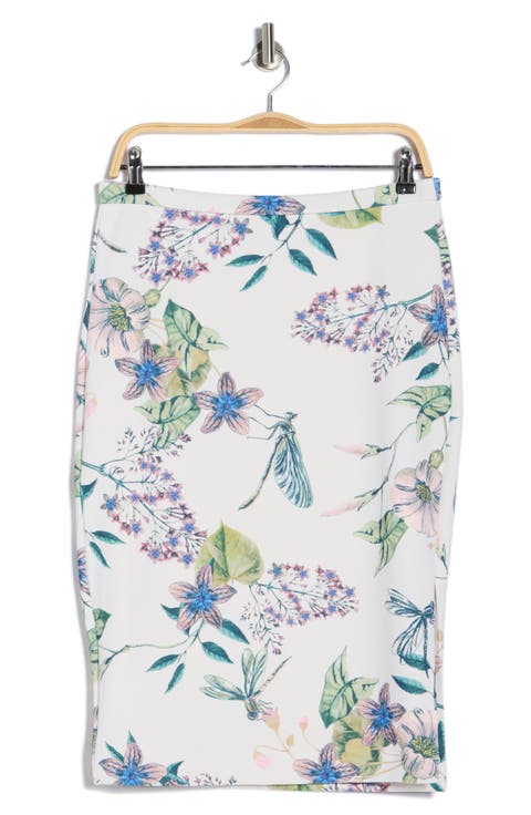 Floral Scuba Pencil Skirt