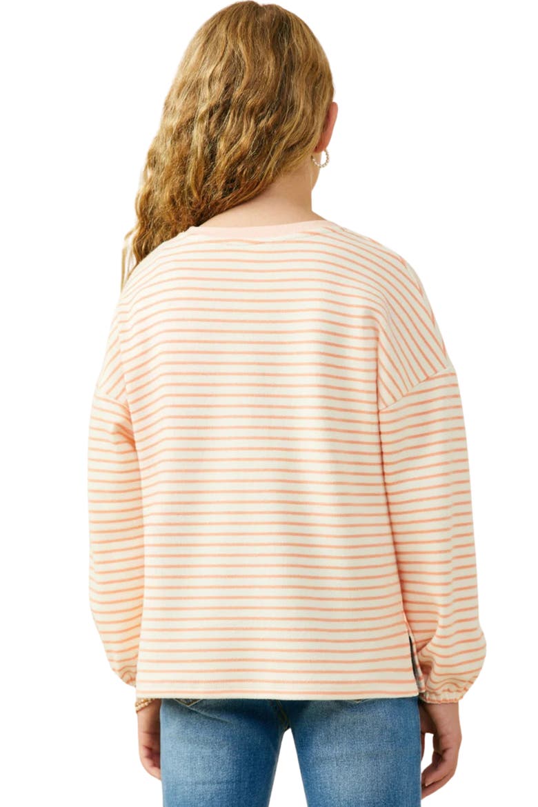 Kids' Stripe Stretch Cotton T-Shirt, Alternate, color, PEACH