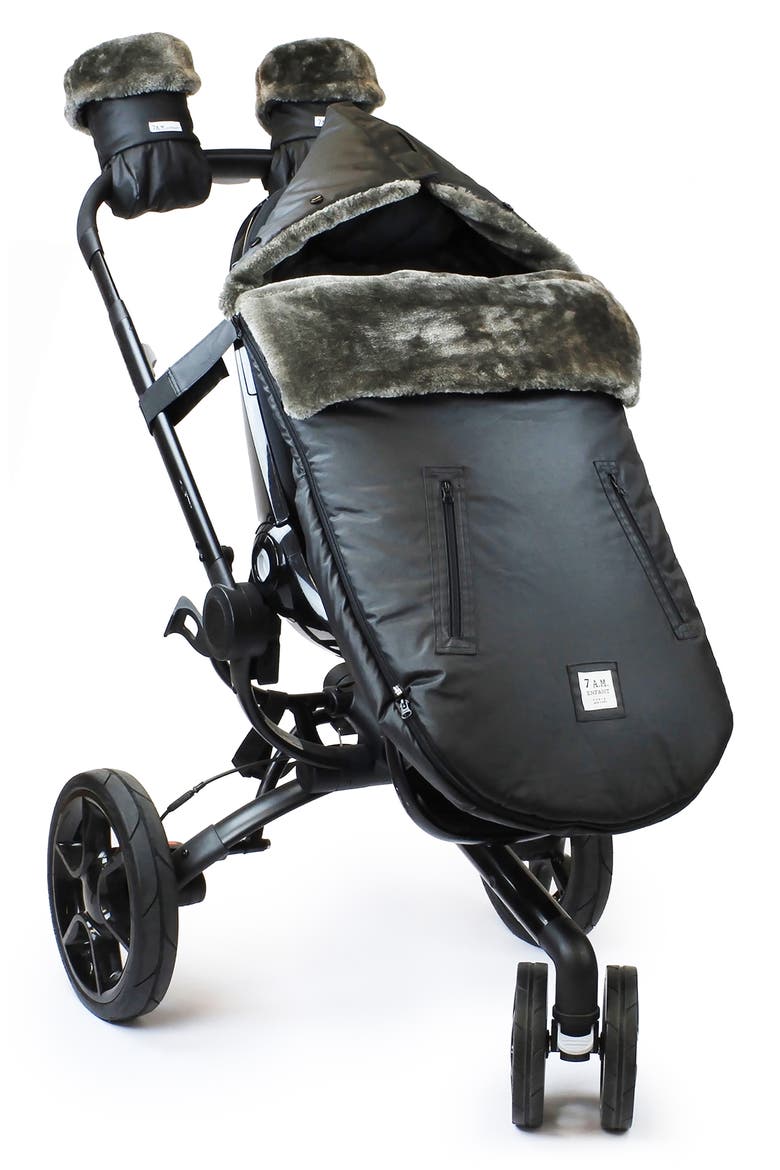 WaxedPOD Faux Fur Lined Water Repellent Car Seat/Stroller Bunting, Alternate, color, WAXED FOREST