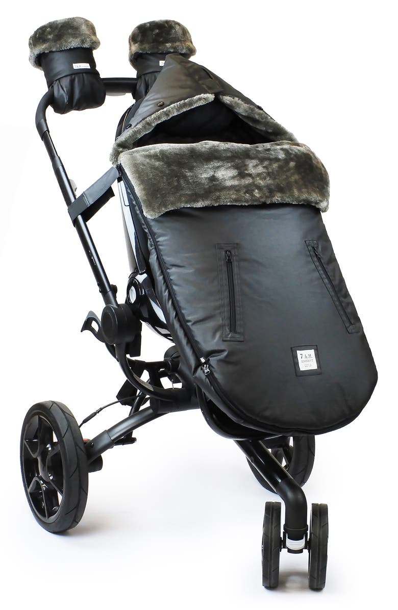 7 A.M. Enfant WaxedPOD Faux Fur Lined Water Repellent Car Seat/Stroller Bunting, Alternate, color, Waxed Forest