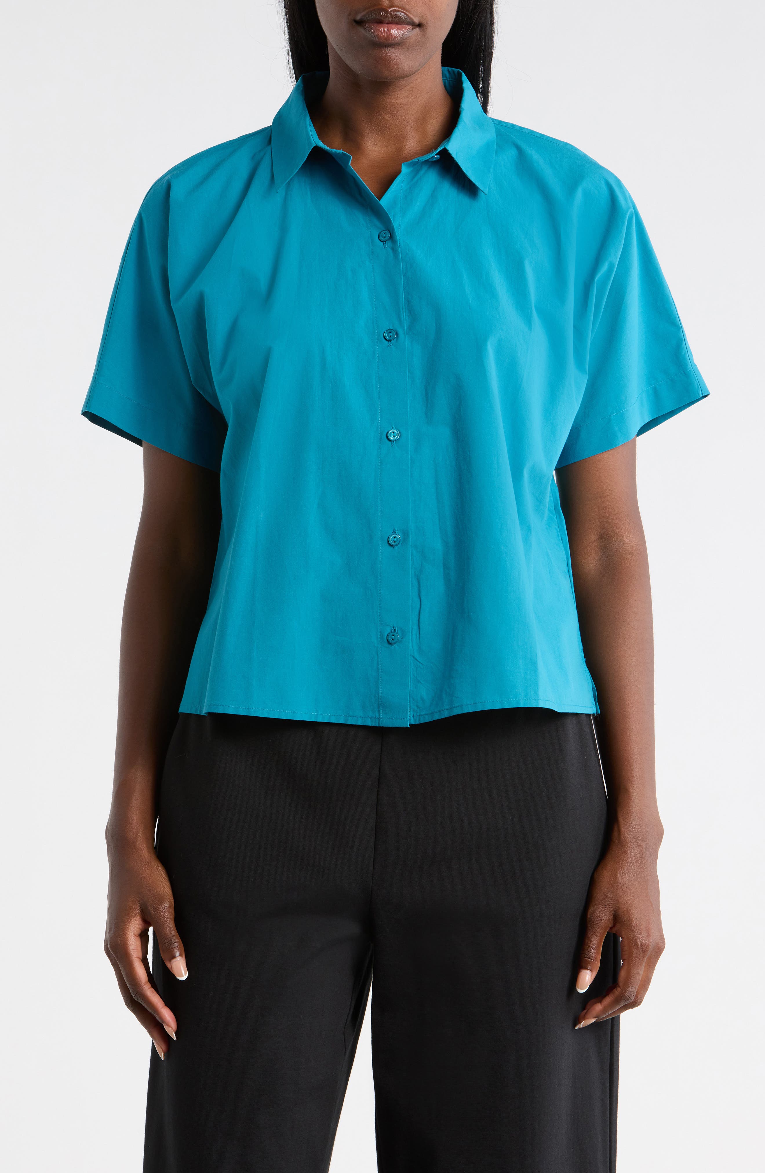 Eileen Fisher Classic Collared Organic Cotton Shirt
