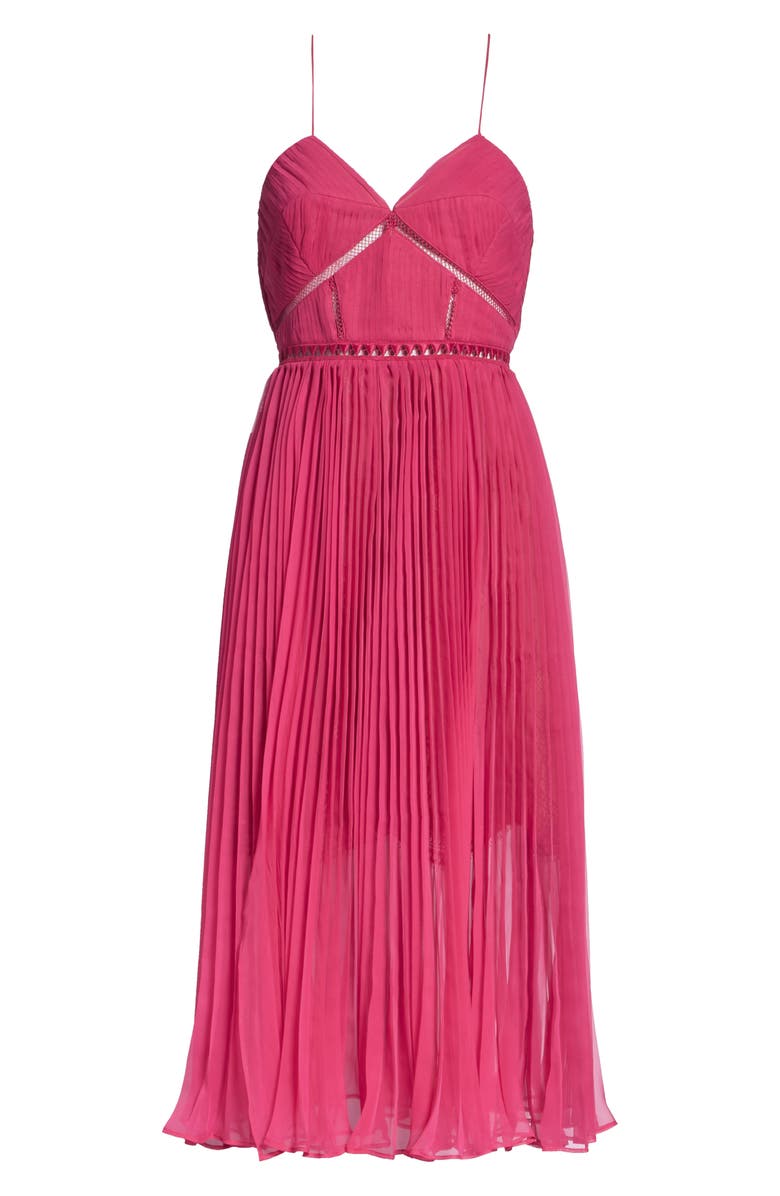 Self-Portrait Pleated Chiffon Midi Dress, Alternate, color,