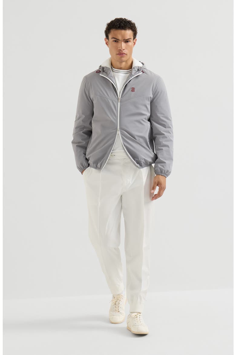 Nylon trousers with tabbed waistband, Crête detail and elasticated zipper cuffs, Alternate, color, White