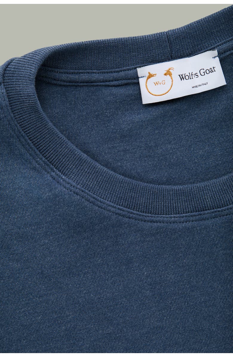 Wolf Vs. Goat (WvG) Heavyweight Viscose Interlock Short Sleeve Crew Navy, Alternate, color, Navy