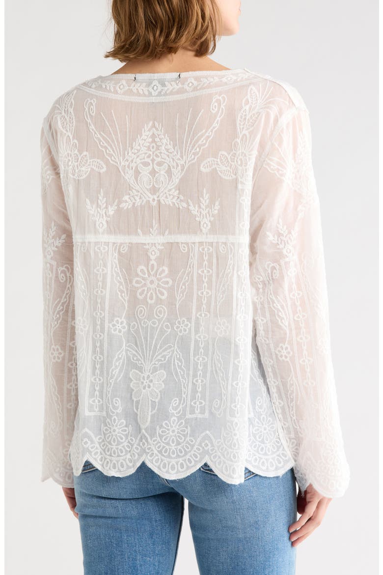 Lace Insert Cotton Shirt, Alternate, color, WHITE