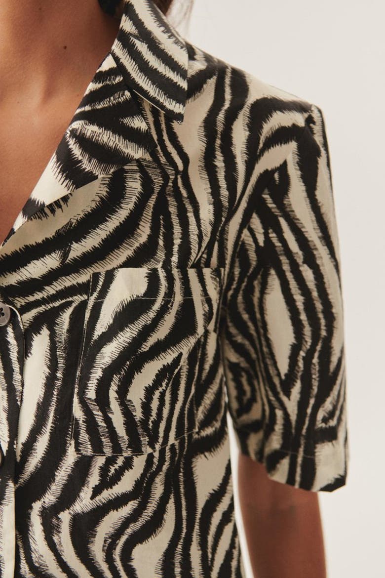 Adelaide Cotton Shirt, Alternate, color, Zebra Pirint