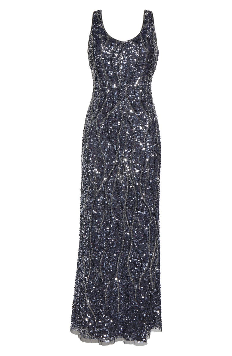 Pisarro Nights Sequin & Bead Sleeveless Gown, Alternate, color,