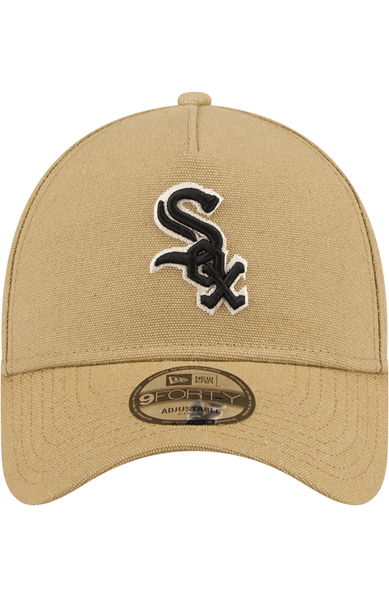 New Era Men's New Era Khaki Chicago White Sox Logo Essentials 9FORTY A-Frame Adjustable Hat, Alternate, color, Khaki