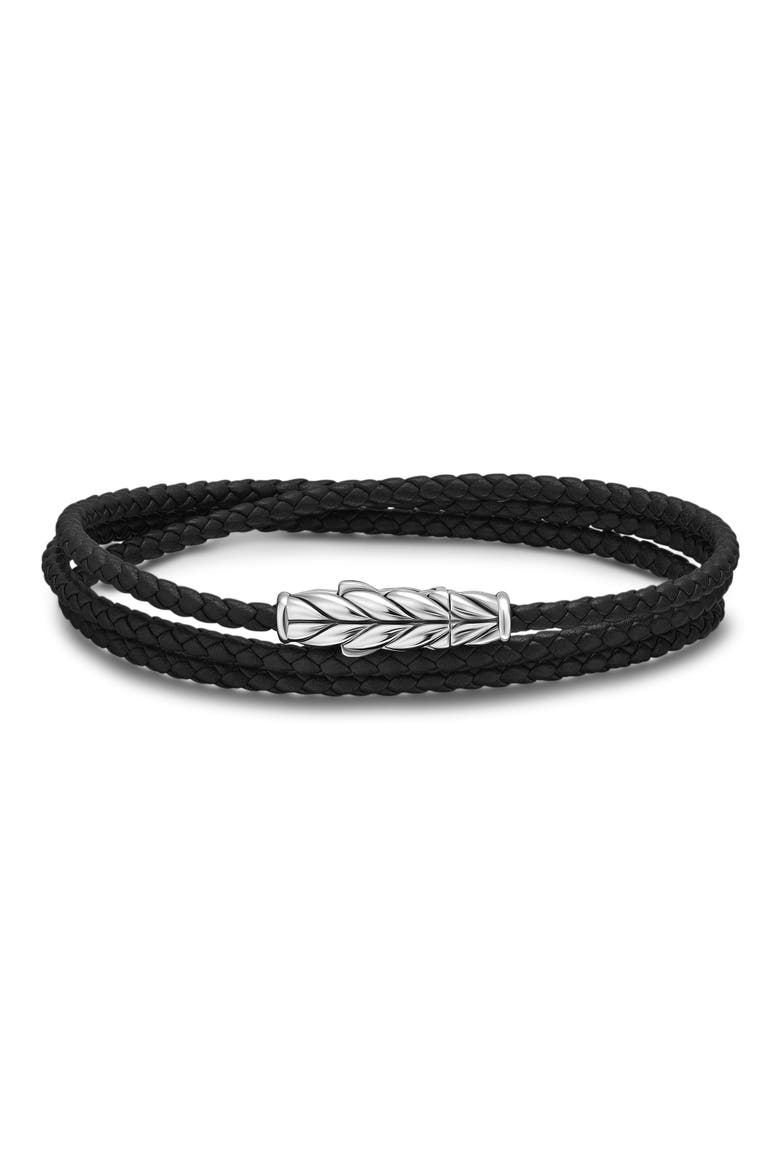 Sterling Silver Leather Bracelet, Main, color, SILVER