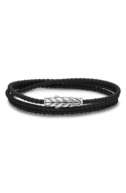 Sterling Silver Leather Bracelet