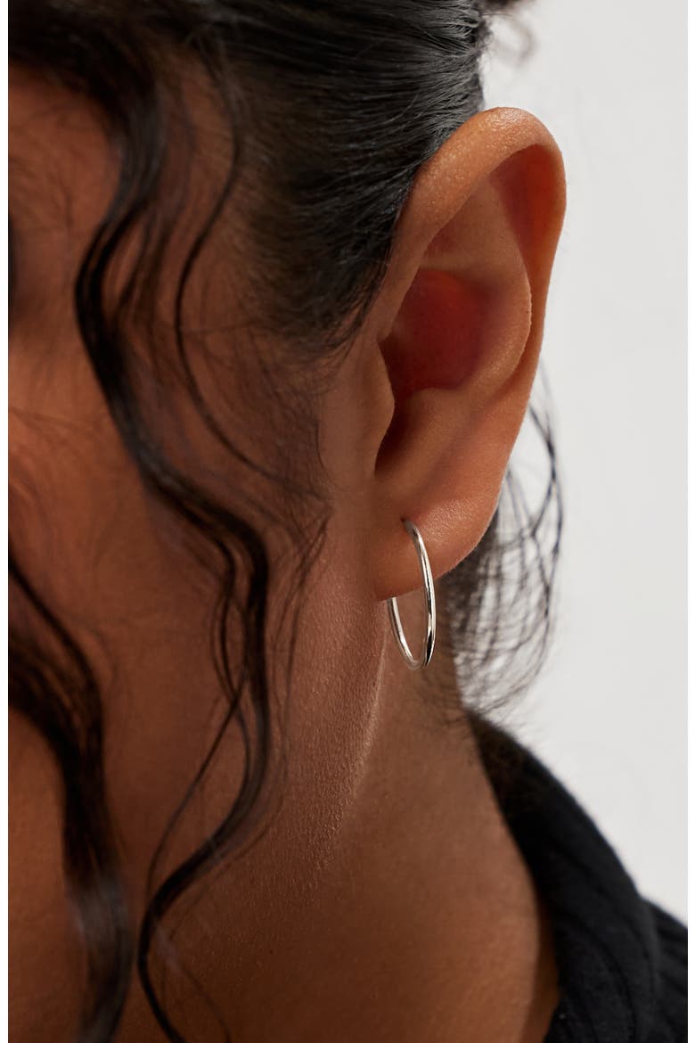 Gold Slim Hoop Earrings - Medium, Alternate, color, White Gold
