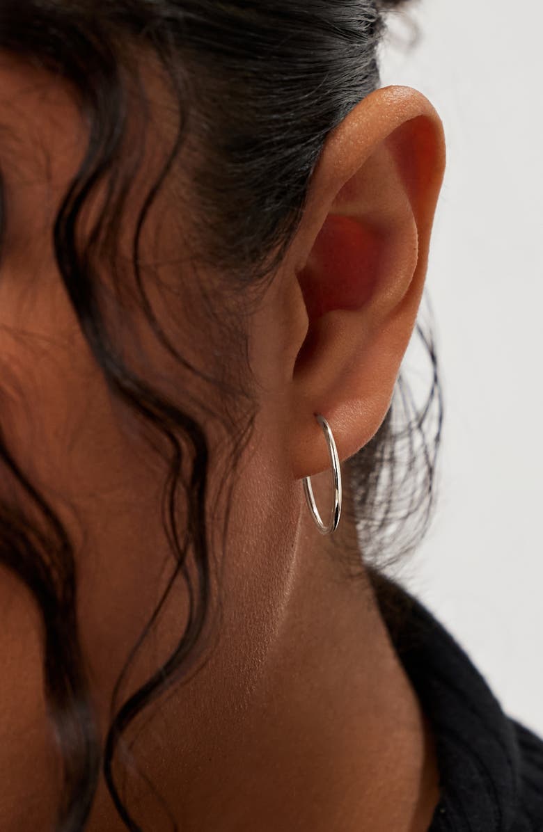 Ana Luisa Gold Slim Hoop Earrings - Medium, Alternate, color, White Gold