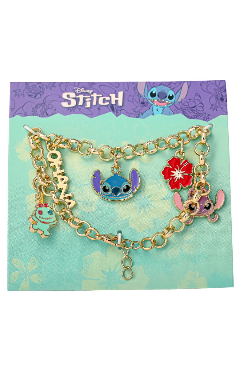 Disney Lilo and Stitch Fashion Stitch Charm Bracelet, 7+1'' Chain, Alternate, color, Gold