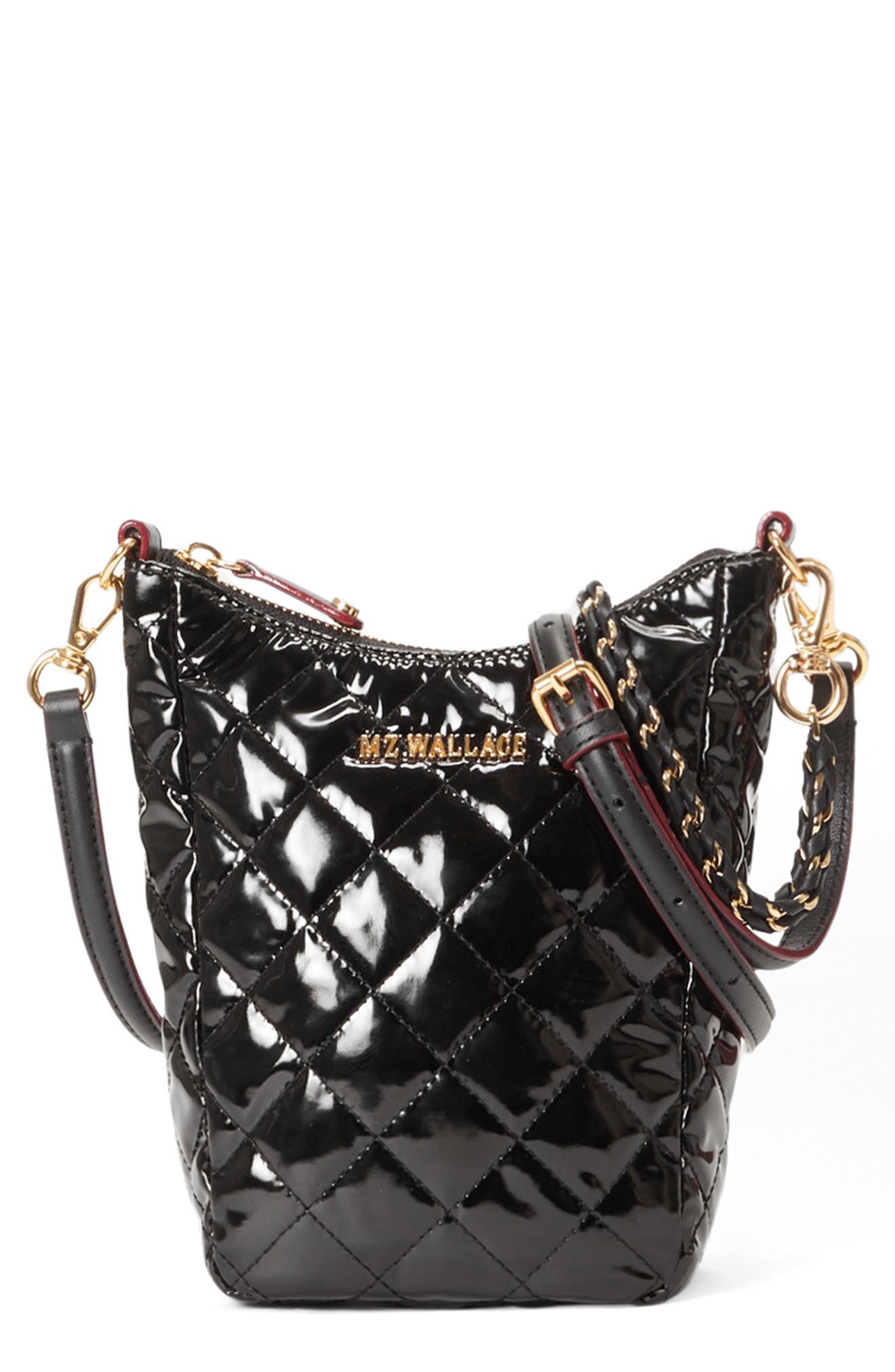 MZ Wallace Crosby Go Quilted Nylon Crossbody Bag in Black Lacquer 