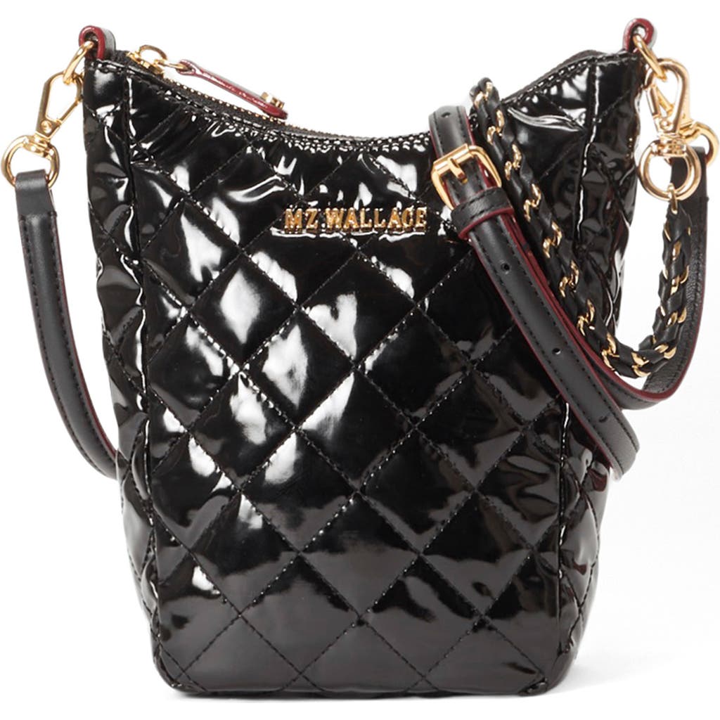 MZ Wallace Crosby Go Quilted Nylon Crossbody Bag in Black Lacquer