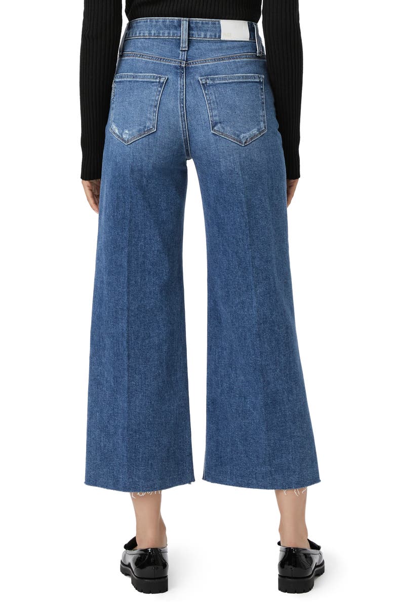 PAIGE Anessa Raw Hem High Waist Ankle Wide Leg Jeans, Alternate, color, Rock Show Distressed Blue