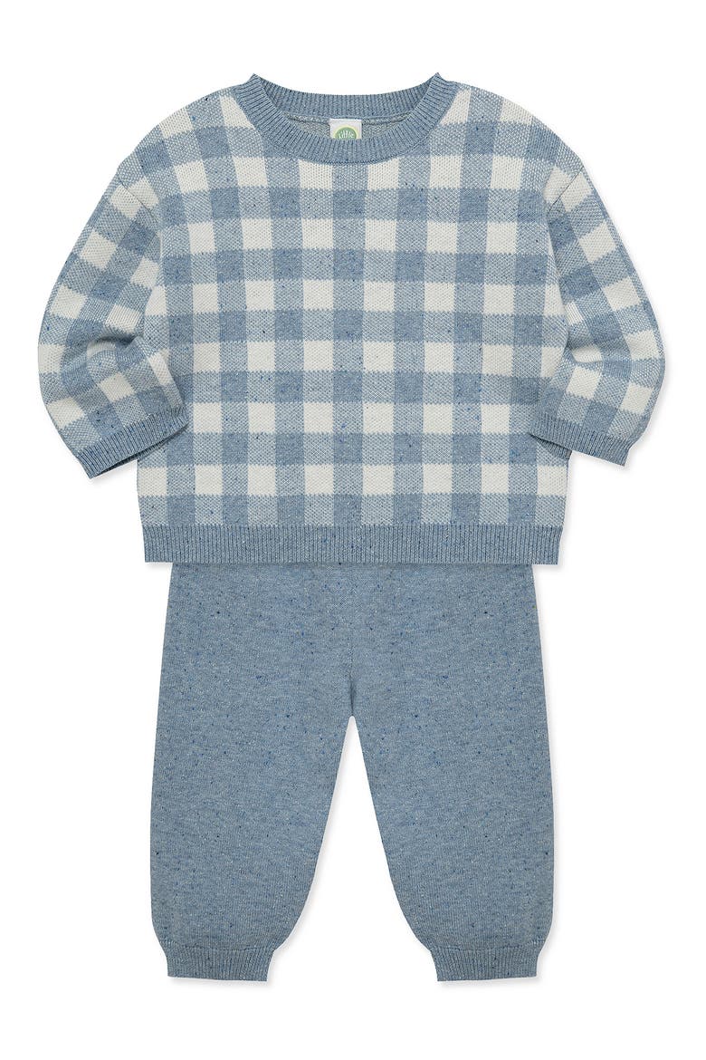 Kids' Gingham Check Sweater & Joggers Set, Alternate, color, BLUE