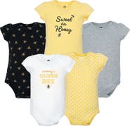Hudson Baby 5Pk of Gentle Cotton One-Pieces