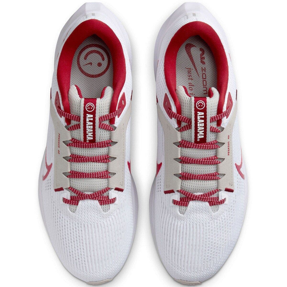 Nike Unisex Nike  White Alabama Crimson Tide Zoom Pegasus 40 Running Shoe, Alternate, color, White