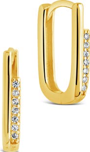Sterling Forever Nadine Cubic Zirconia Rectangle Hoop Earrings