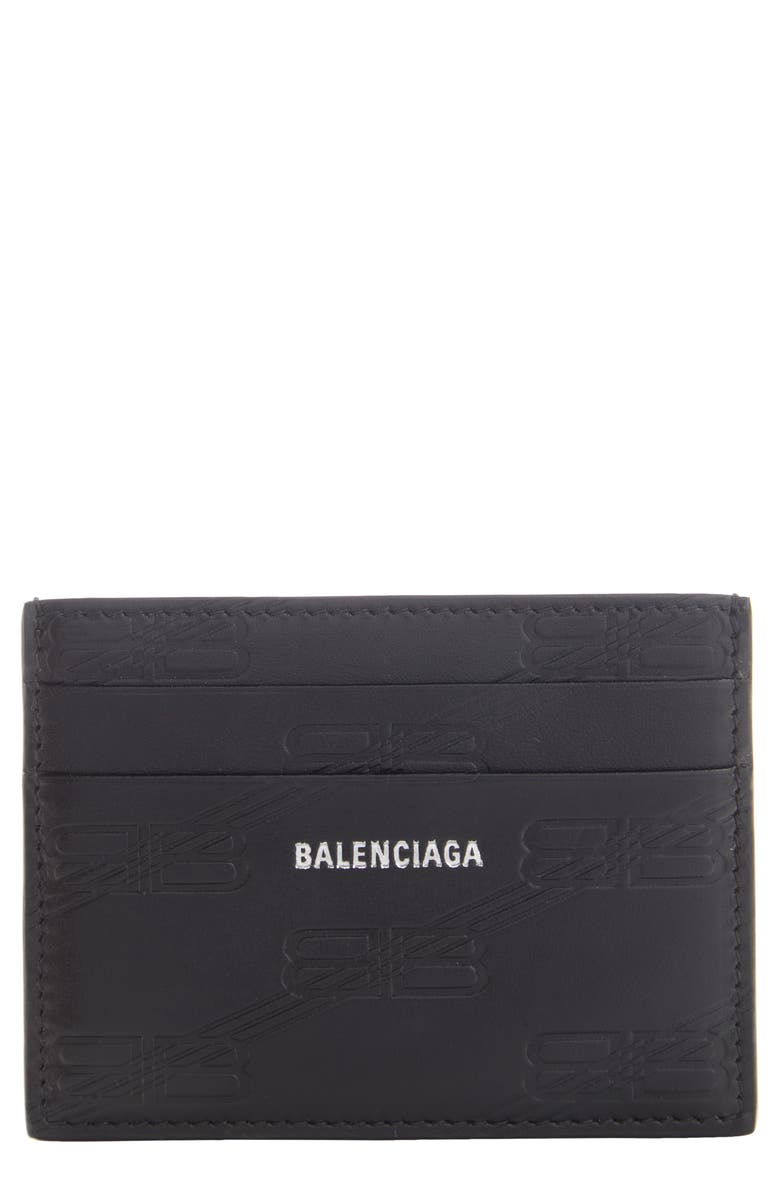 Balenciaga Tire Tread Embossed Leather Card Holder, Main, color, 