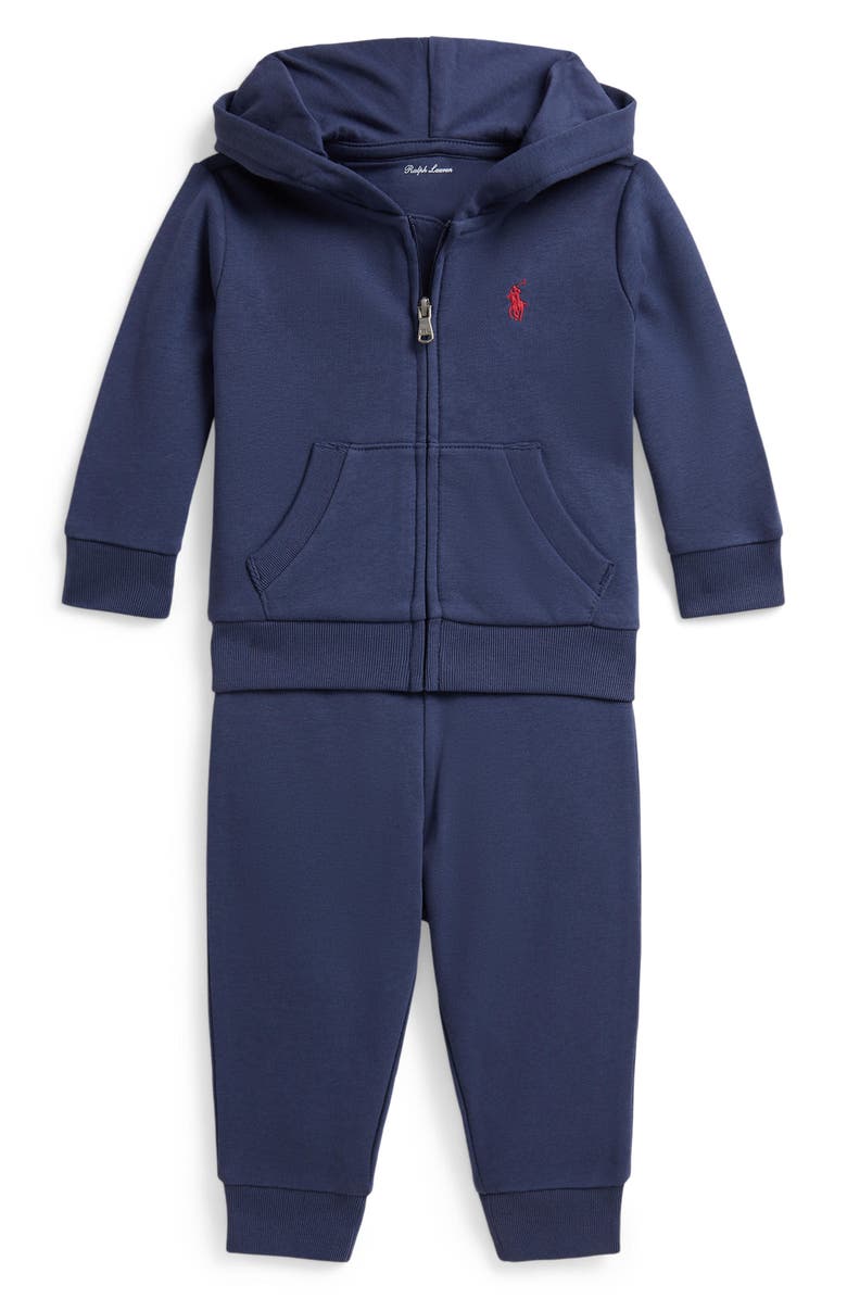 Ralph Lauren Easy French Terry Hoodie & Joggers Set, Main, color, Light Navy