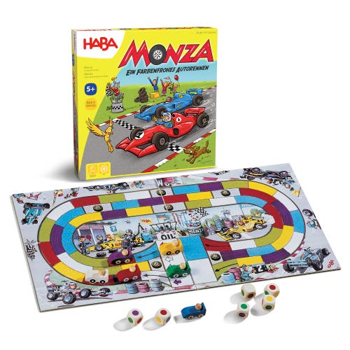 HABA Monza - Car Racing Games & Beginner's Board Game, Engaging Family Games for Kids and Adults Ages 5+ in Yellow Multi 