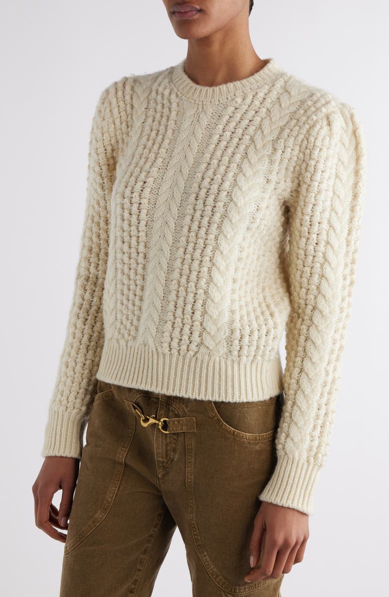 Isabel Marant Otilia Wool Cable Stitch Sweater, Alternate, color,