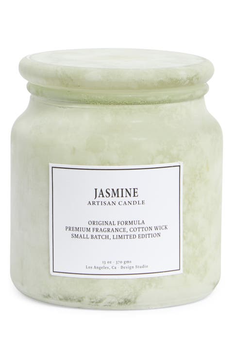 Jasmine Sandblasted Apothecary Jar Candle