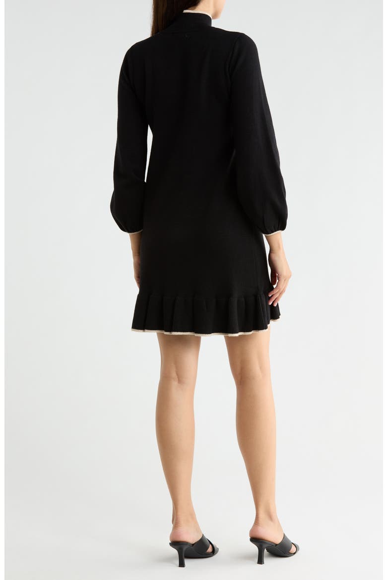 Mock Neck Long Sleeve Sweater Dress, Alternate, color, BLACK/ BONE-BLACK/ BONE