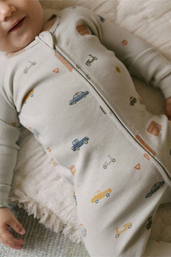 Print Rib Organic Cotton Footie