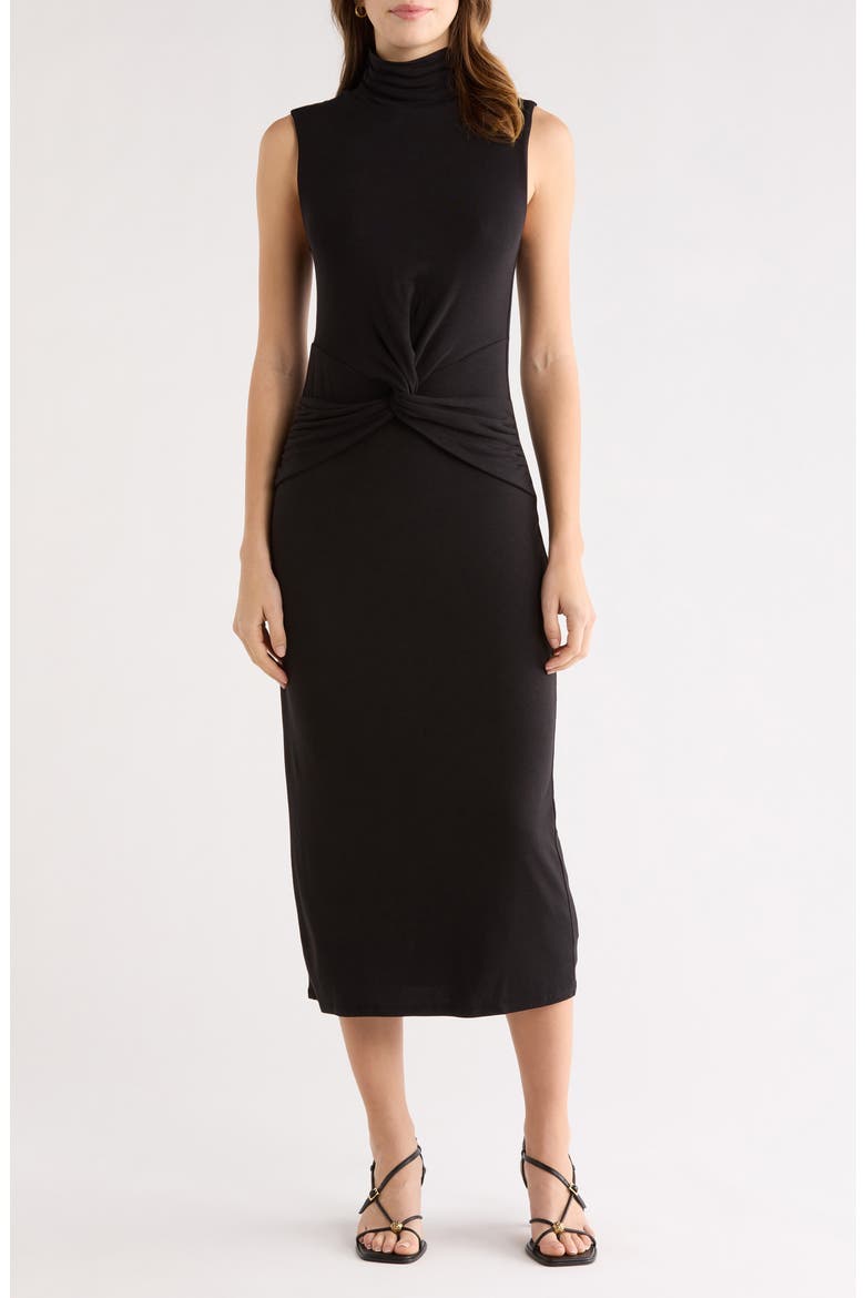 Riana Sleeveless Turtleneck Dress, Main, color, BLACK