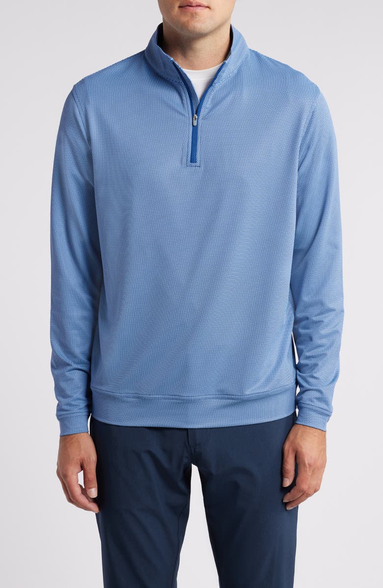 Peter Millar Perth Bird's Eye Performance Quarter Zip Pullover, Main, color, 