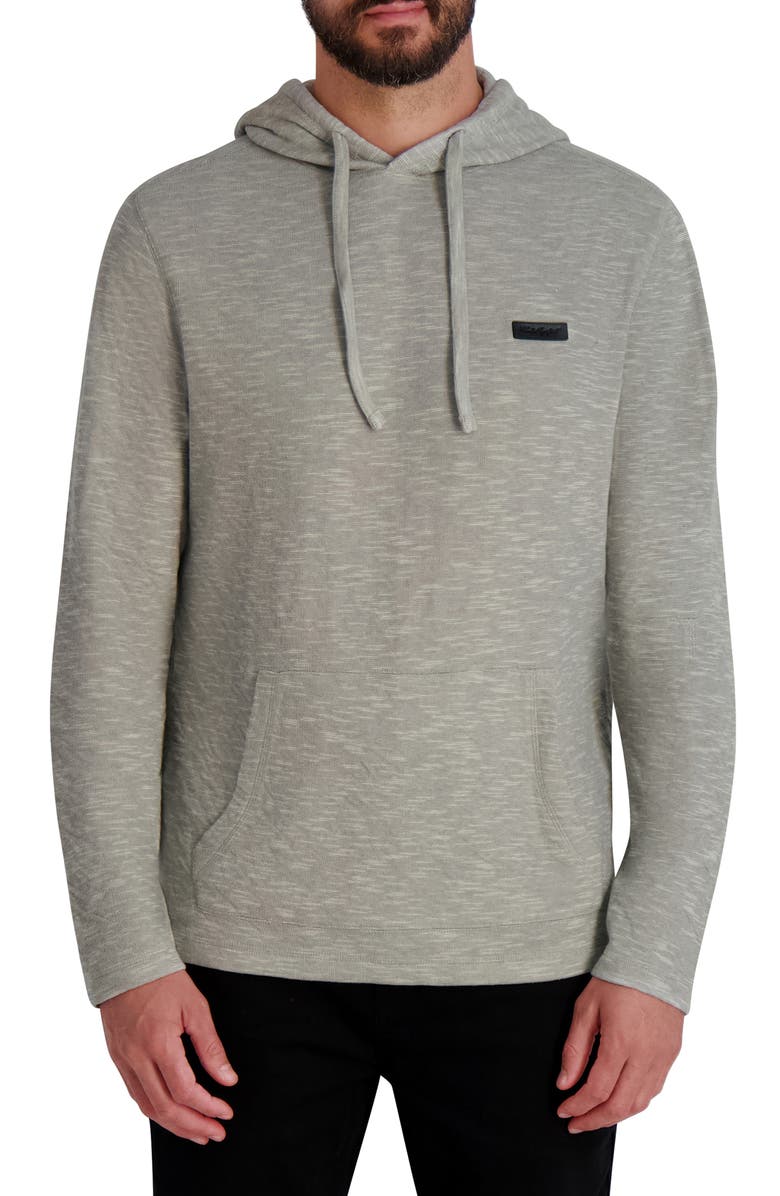 KARL LAGERFELD PARIS Logo Patch Hoodie, Main, color, Light Grey