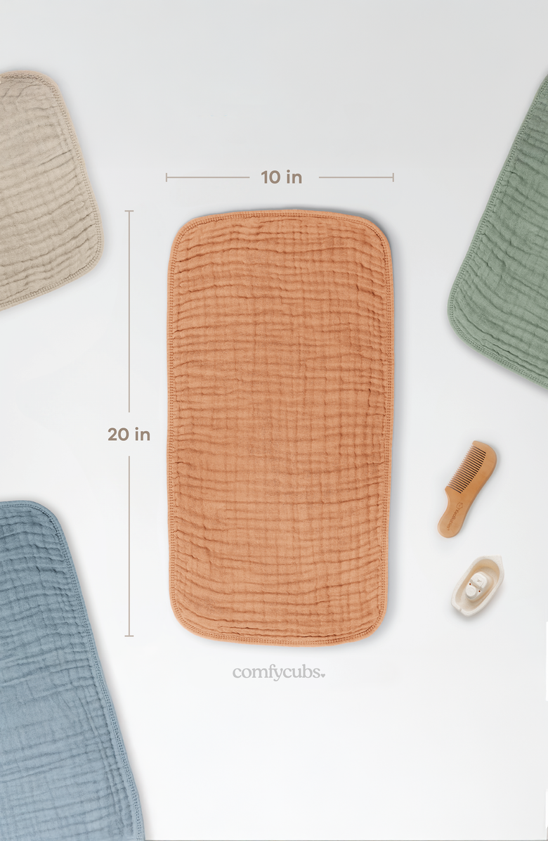 Comfy Cubs Muslin Burp Cloths - Pack of 6, Alternate, color, Caramel
