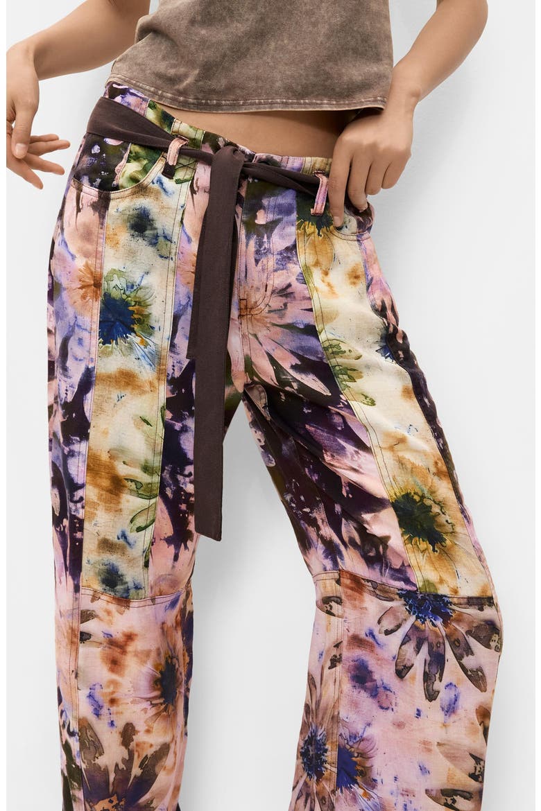 Floral High Waist Wide Leg Trousers, Main, color, MULTI