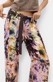 Desigual Floral High Waist Wide Leg Trousers