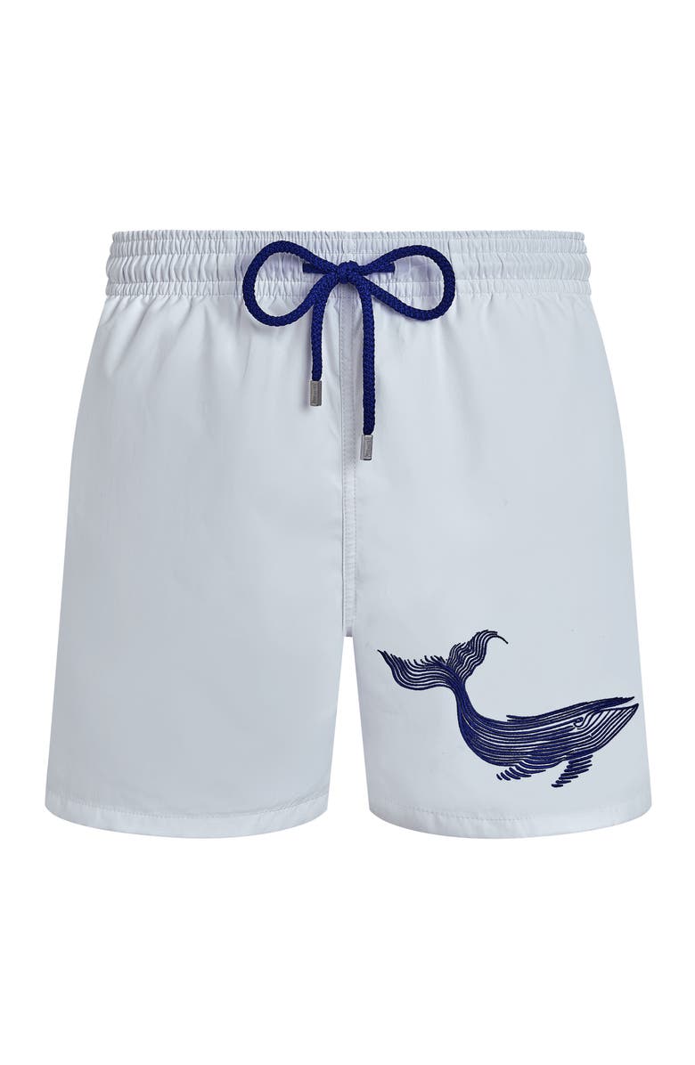 Vilebrequin Men Swim Shorts Embroidered Whale, Main, color, White
