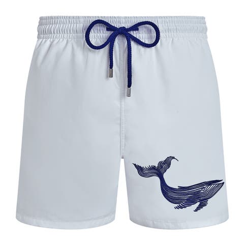 Men Swim Shorts Embroidered Whale