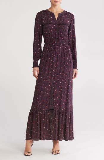 Lovestitch Long Sleeve Button Front Maxi Dress Nordstromrack