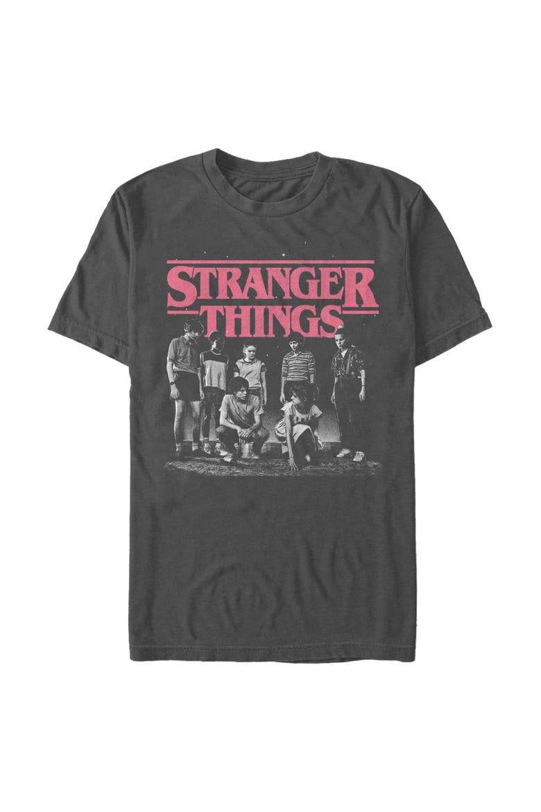 Men's Stranger Things Title Logo Faded  Graphic T-Shirt, Main, color, Charcoal