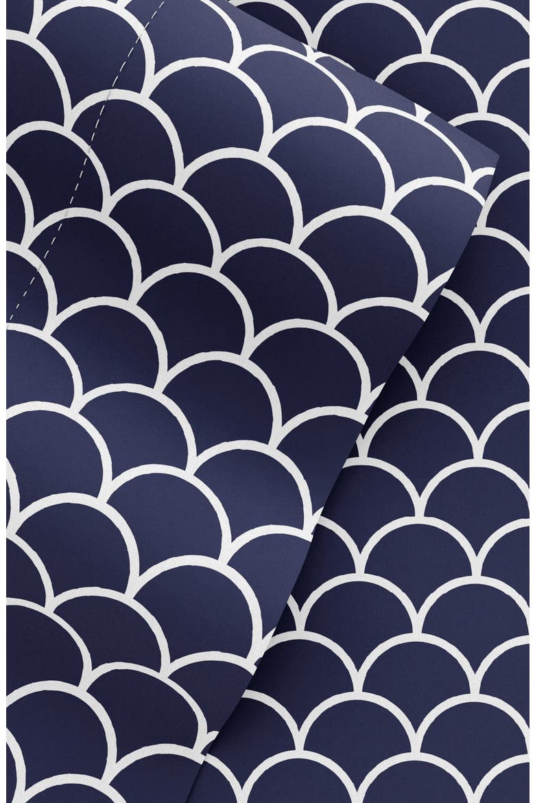 Premium Ultra Soft Scallops Pattern 4-Piece Bed Sheet Set, Alternate, color, NAVY