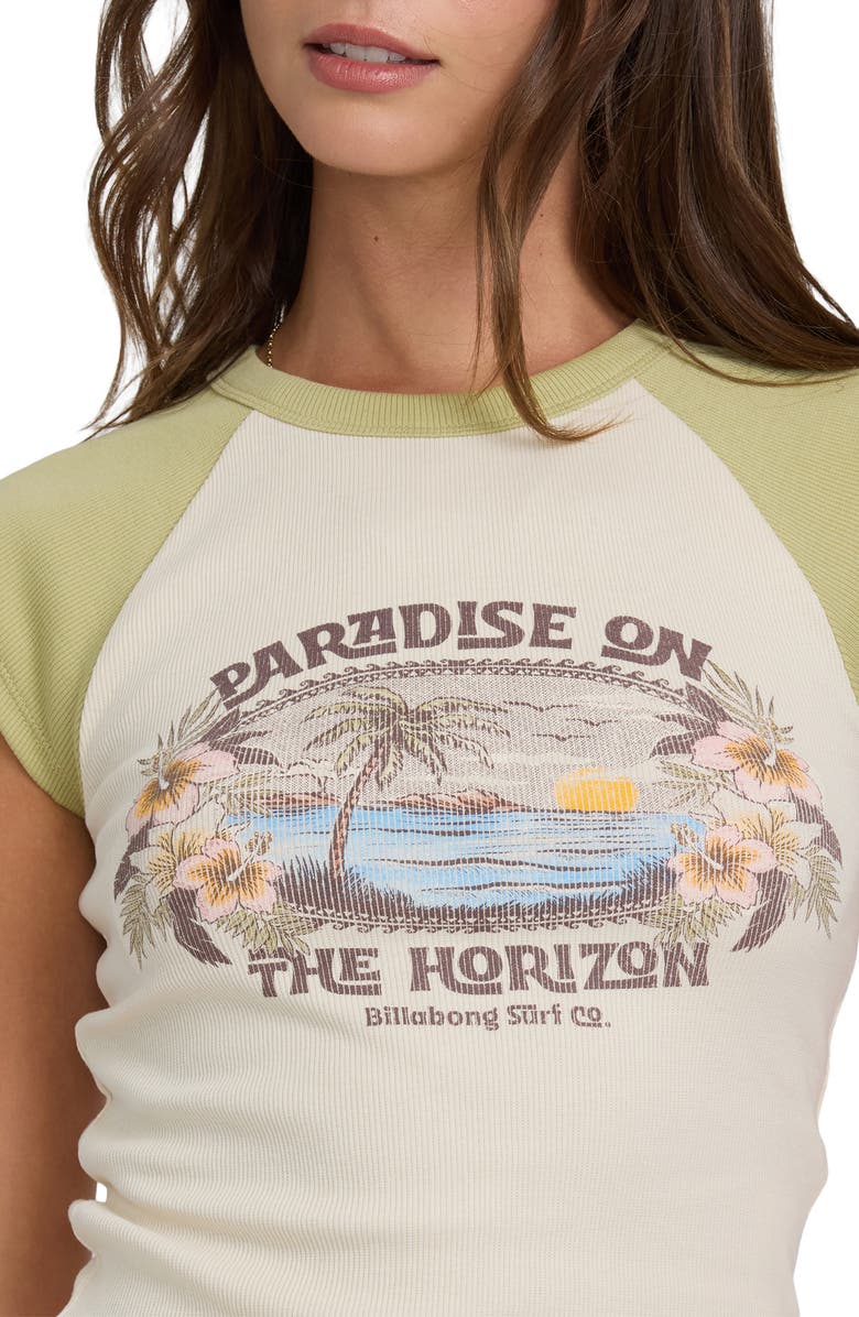 Billabong Horizon Rib Knit Raglan Sleeve Stretch Cotton T-Shirt, Alternate, color, Cactus
