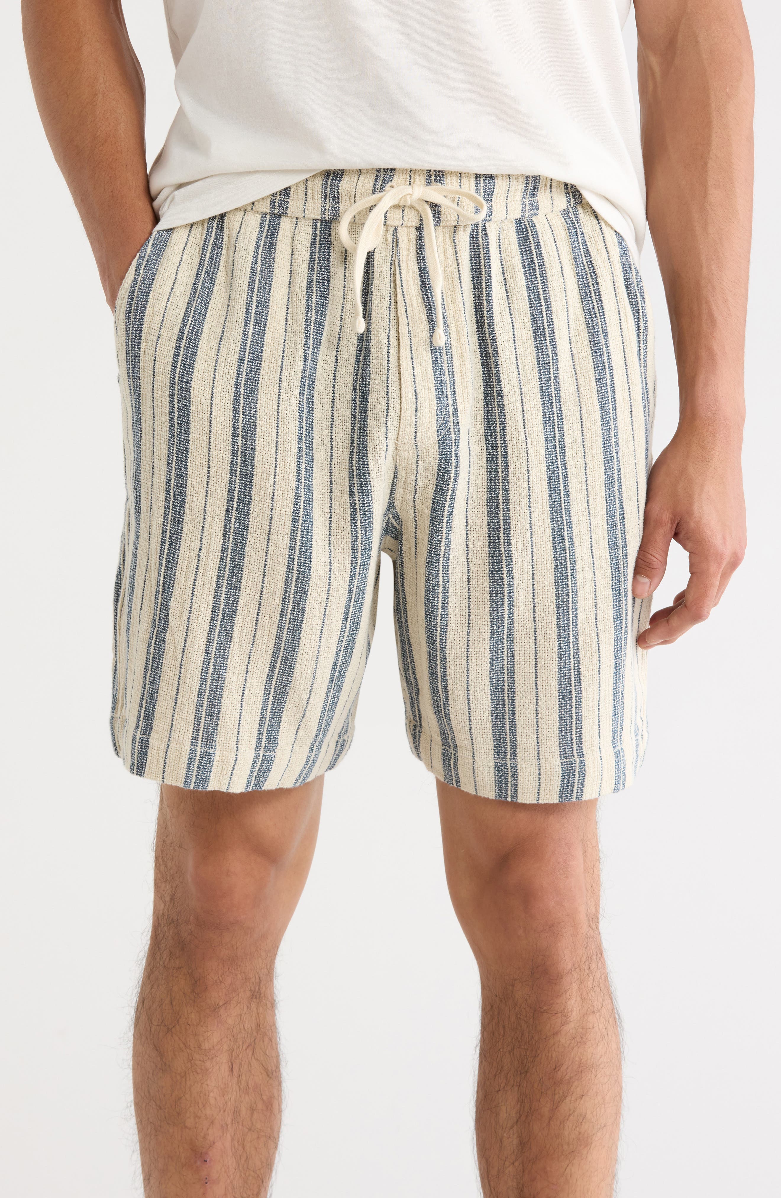 Textured Striped Pull-On Shorts